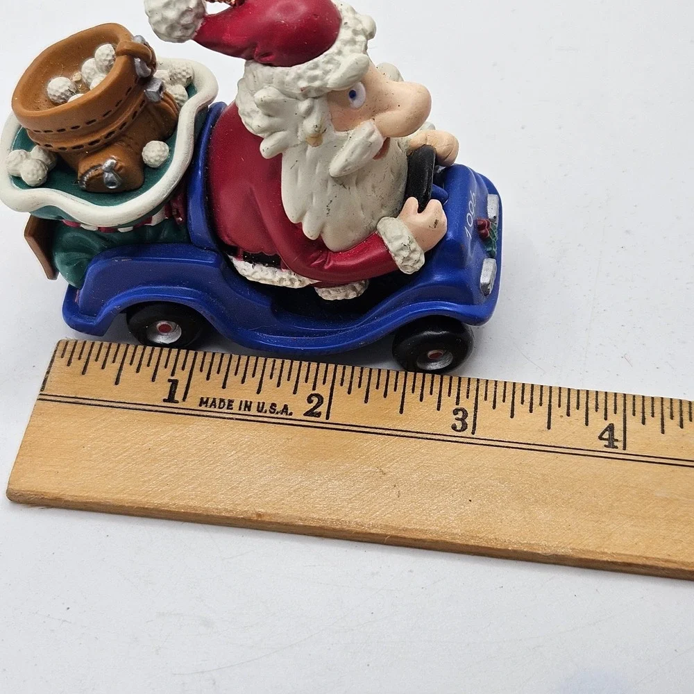 VTG 1996 Santa Claus Golfing Christmas Ornament Blue Car I'd Rather Be Golfing